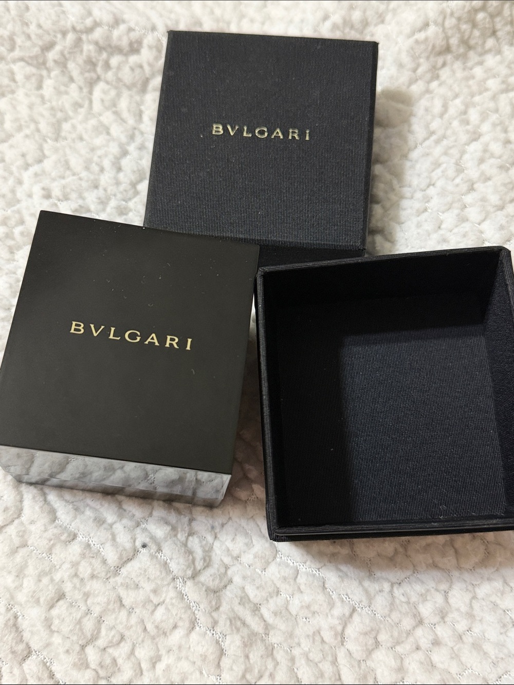 Bulgari Black Exterior Jewelry Box with Cream Interior